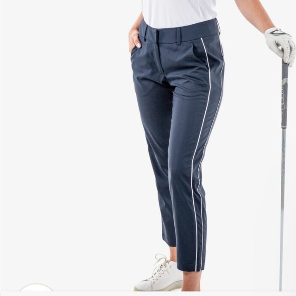 NEW GALVIN GREEN NICOLE NAVY & WHITE BREATHABLE GOLF PANTS US SZ 8 (Euro 36)